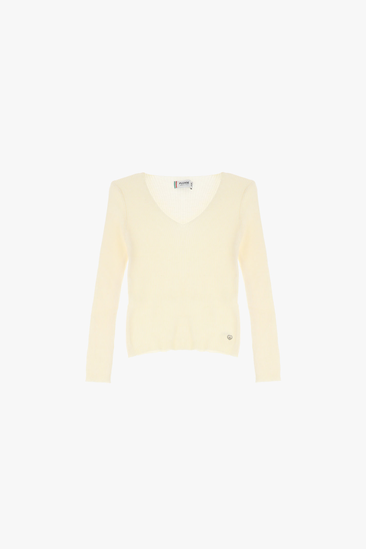 Image of Maglione a costine con scollo a V060