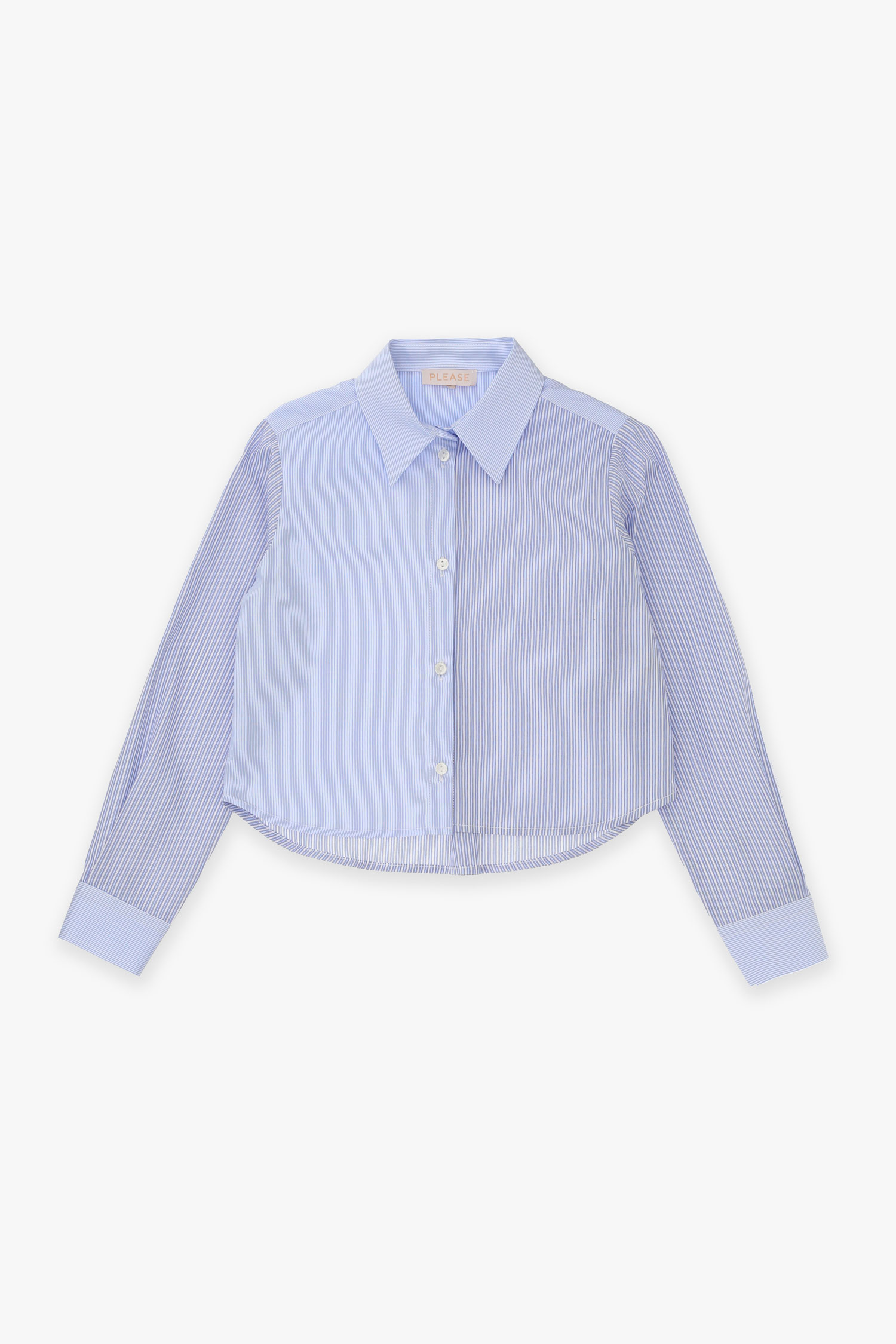 Image of Camicia cropped bambina in cotone a righe060