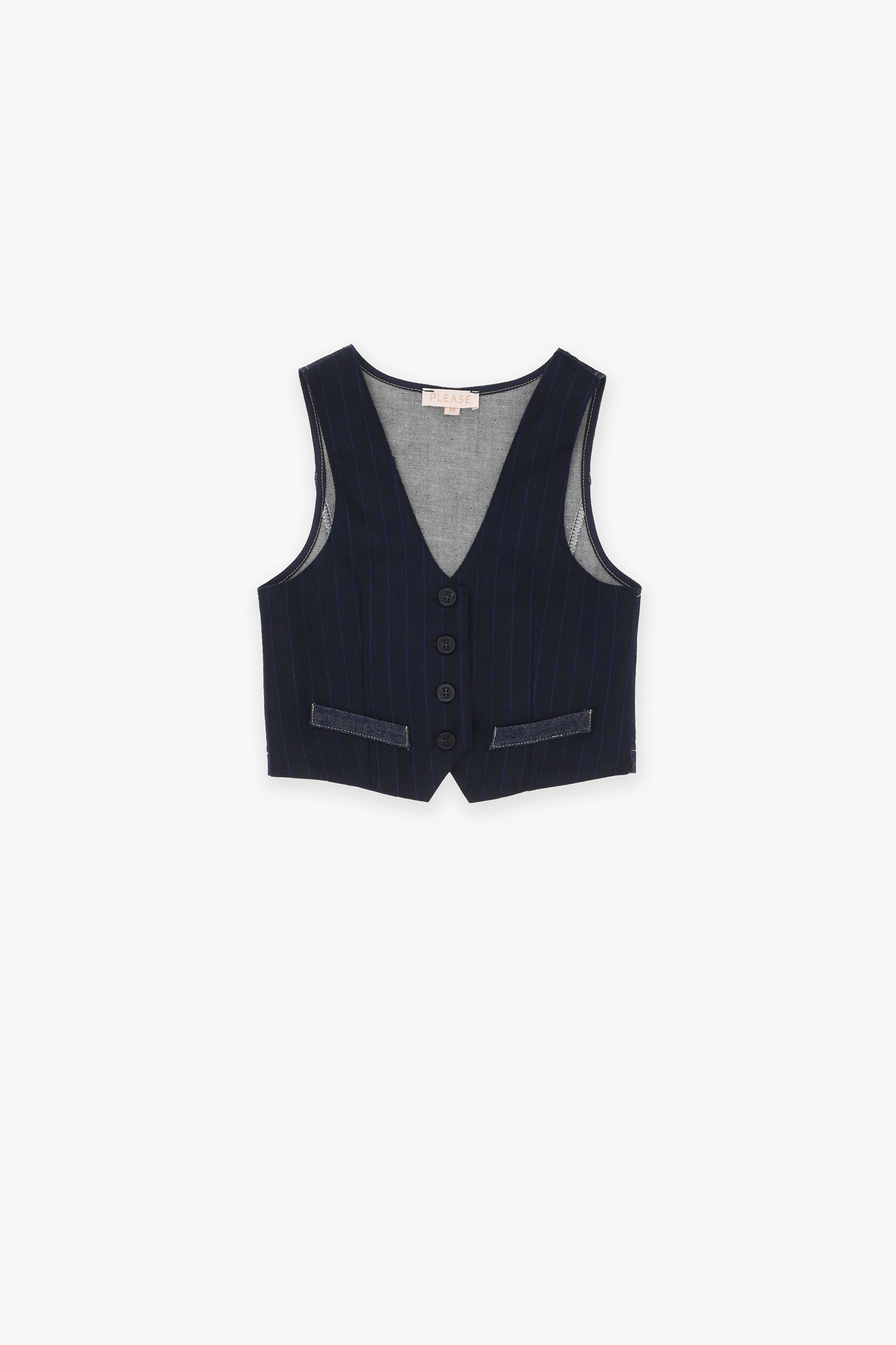 Image of Gilet fantasia gessata bambina con abbottonatura060