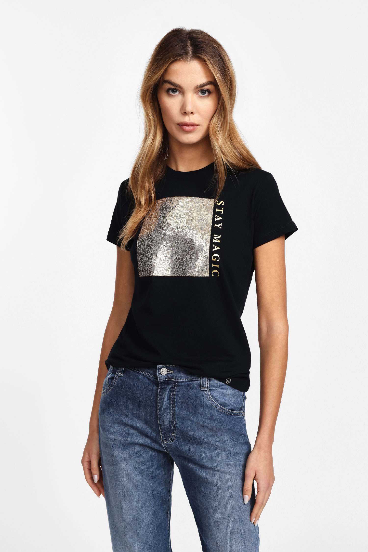 Image of T-shirt collo rotondo stampa metallizzata060