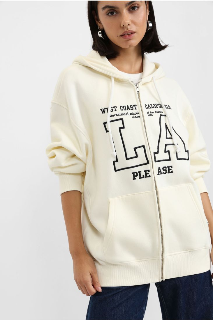 Printed zip-up sweatshirt with hood