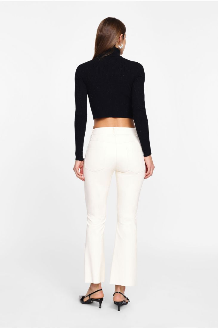 Flare trousers with faux pearls