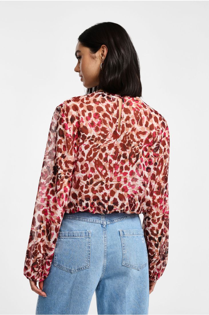 Animal print blouse with long sleeves