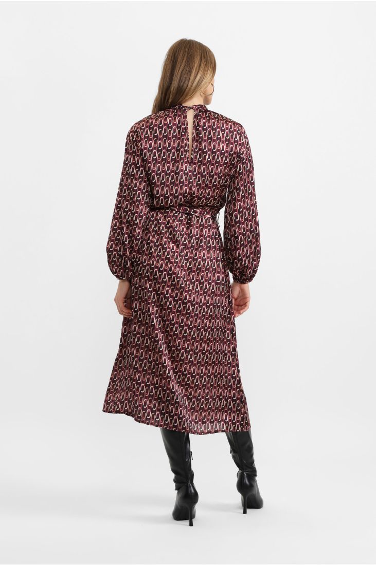 Midi dress with geometric print and back knot