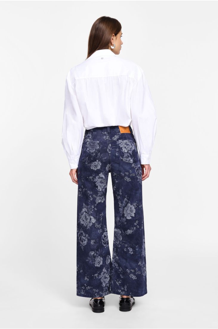 Printed wide leg flare jeans