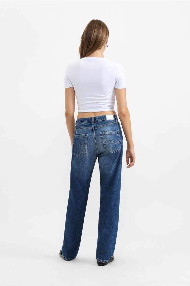 Pure cotton wide-leg jeans