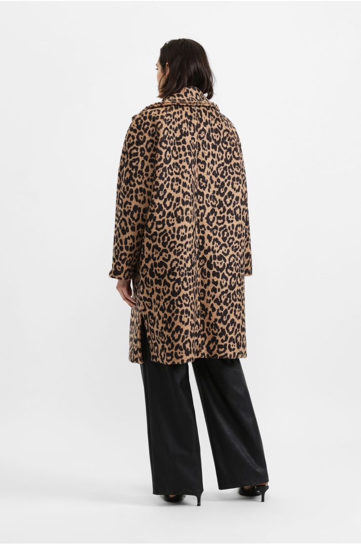 Coat with animal print and single buttons