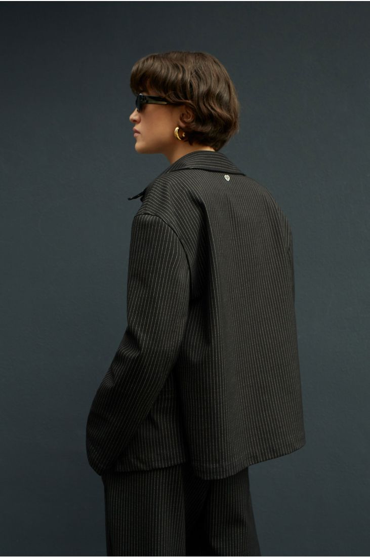 Pinstriped shirt-style jacket