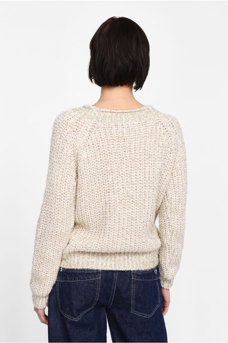 Chunky knit sweater with wide crew neck