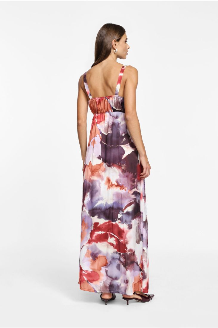 Long dress with thin straps and deep neckline