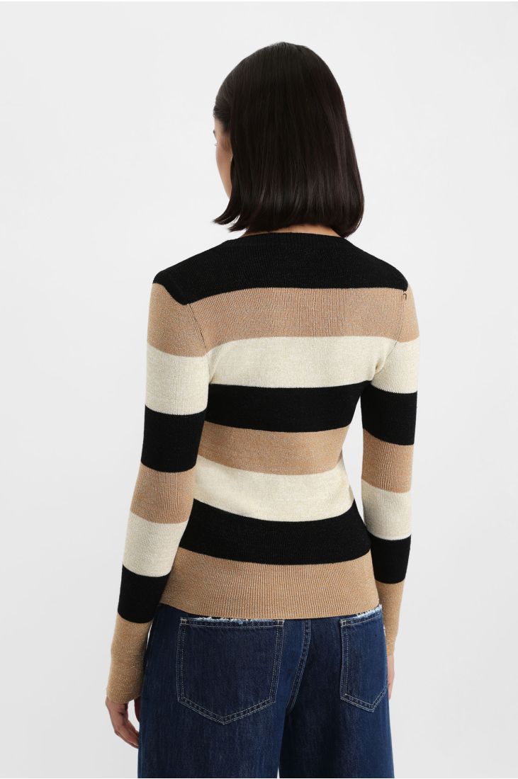 Striped pullover with round neckline